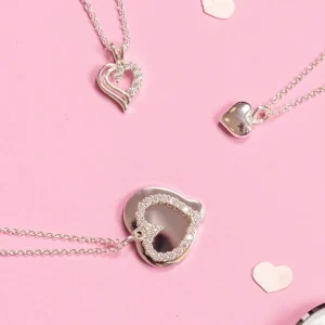 Newbridge Silverware Jewellery Double Heart Pendant Clear* Boxed Gifts