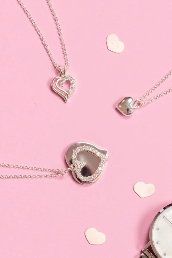 Newbridge Silverware Jewellery Double Heart Pendant Clear* Boxed Gifts