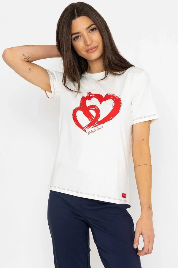 Kelly & Grace Weekend Double Heart Print T-Shirt*Women Tops & Blouses