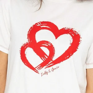 Kelly & Grace Weekend Double Heart Print T-Shirt*Women Tops & Blouses