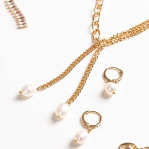 Joularie Double Strand Pearl Drop Chain* Necklaces