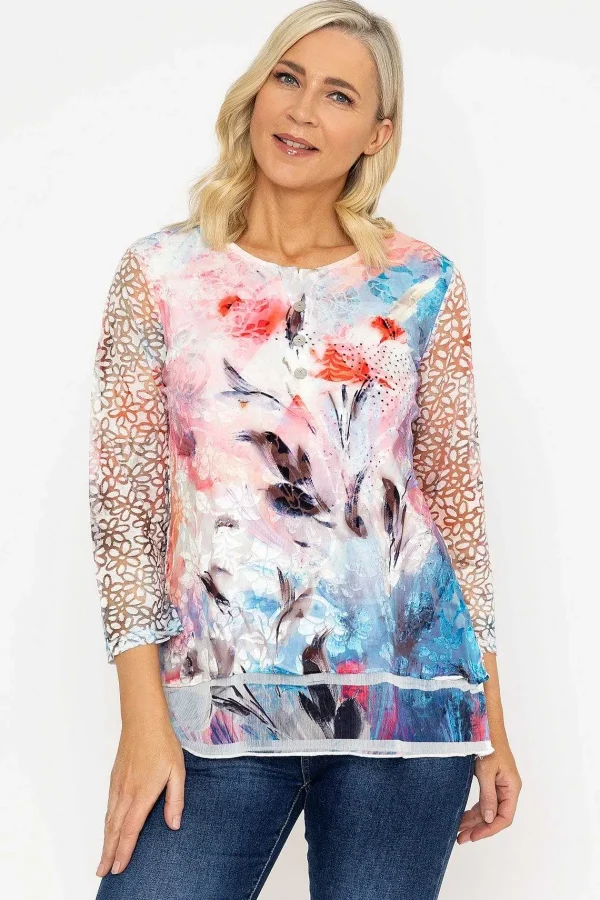 Voulez Vous Dovore Printed Top In Pink*Women Tops & Blouses