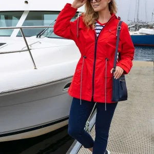 West Quay Drawstring Jacket With Stripe Lining In Red*Women Coats & Jackets