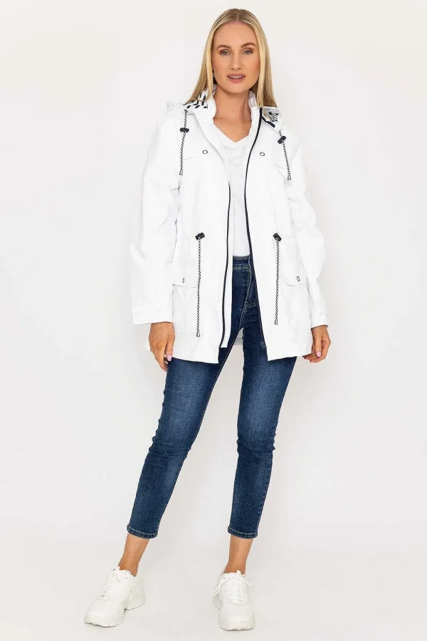 West Quay Drawstring Jacket With Stripe Lining In White*Women Coats & Jackets
