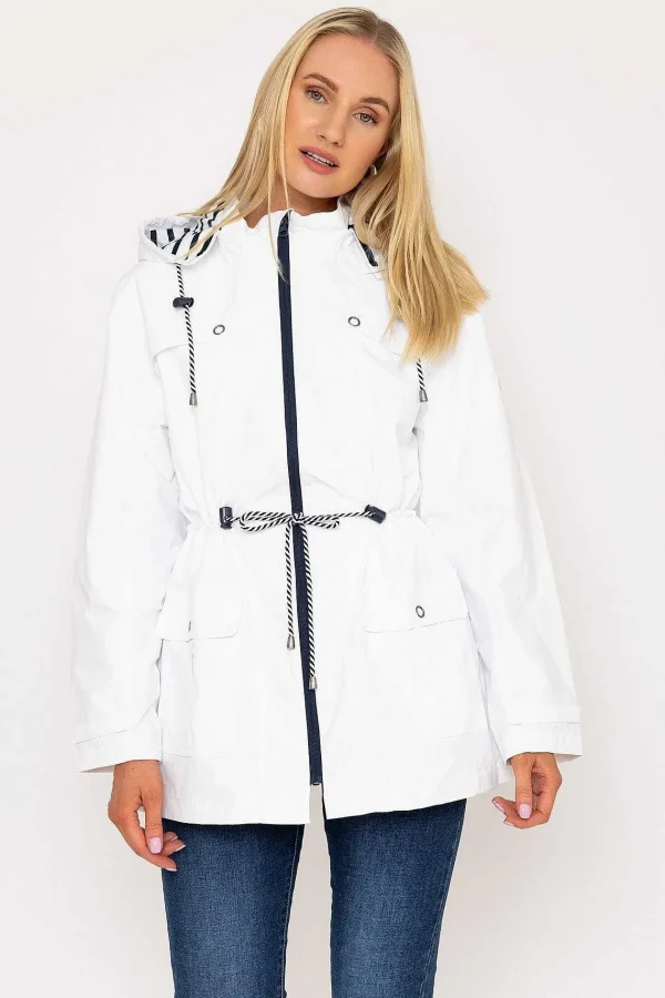 West Quay Drawstring Jacket With Stripe Lining In White*Women Coats & Jackets