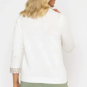 Voulez Vous Ecru Cable Knit Sweater With Shirt Collar & Cuffs*Women Tops & Blouses