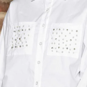 Pala D'oro Sport Embellished Short Shirt In White*Women Tops & Blouses