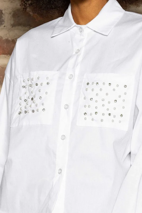 Pala D'oro Sport Embellished Short Shirt In White*Women Tops & Blouses