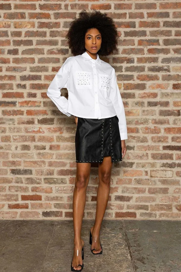 Pala D'oro Sport Embellished Short Shirt In White*Women Tops & Blouses