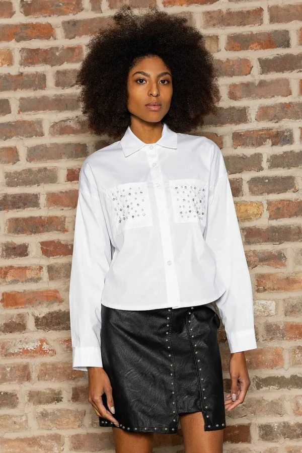 Pala D'oro Sport Embellished Short Shirt In White*Women Tops & Blouses