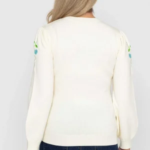 Kelly & Grace Weekend Embroidered Sleeve Knit In Ecru*Women Jumpers & Cardigans