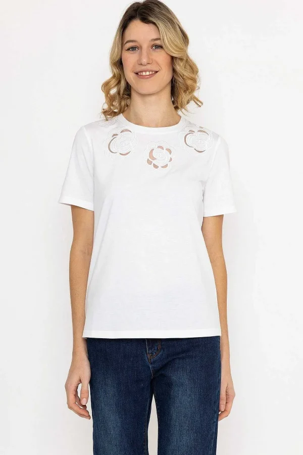 Kelly & Grace Weekend Embroidered T-Shirt In White*Women Tops & Blouses