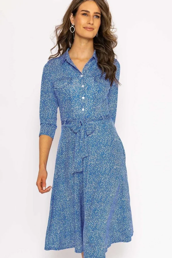 J'aime la Vie Emer Knee Length Shirt Dress In Blue Print*Women Dresses & Jumpsuits
