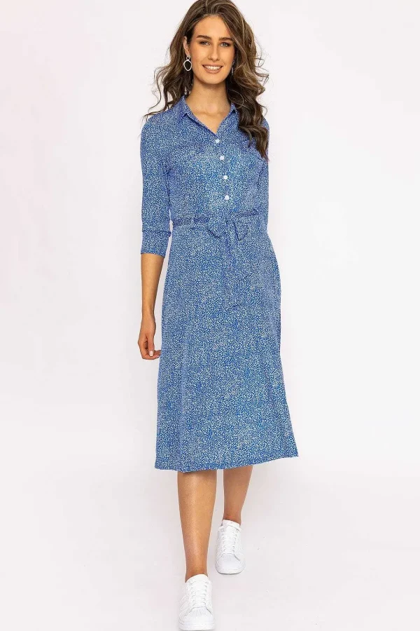 J'aime la Vie Emer Knee Length Shirt Dress In Blue Print*Women Dresses & Jumpsuits