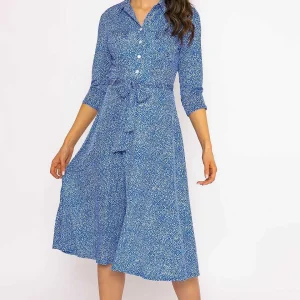 J'aime la Vie Emer Knee Length Shirt Dress In Blue Print*Women Dresses & Jumpsuits