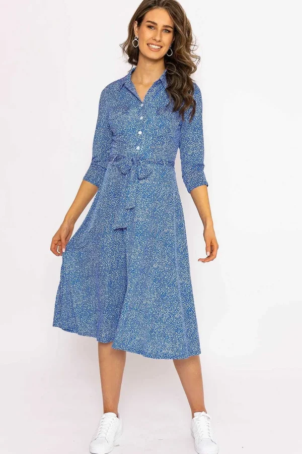 J'aime la Vie Emer Knee Length Shirt Dress In Blue Print*Women Dresses & Jumpsuits