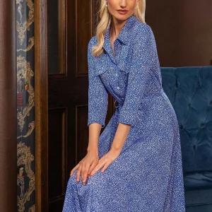 J'aime la Vie Emer Knee Length Shirt Dress In Blue Print*Women Dresses & Jumpsuits