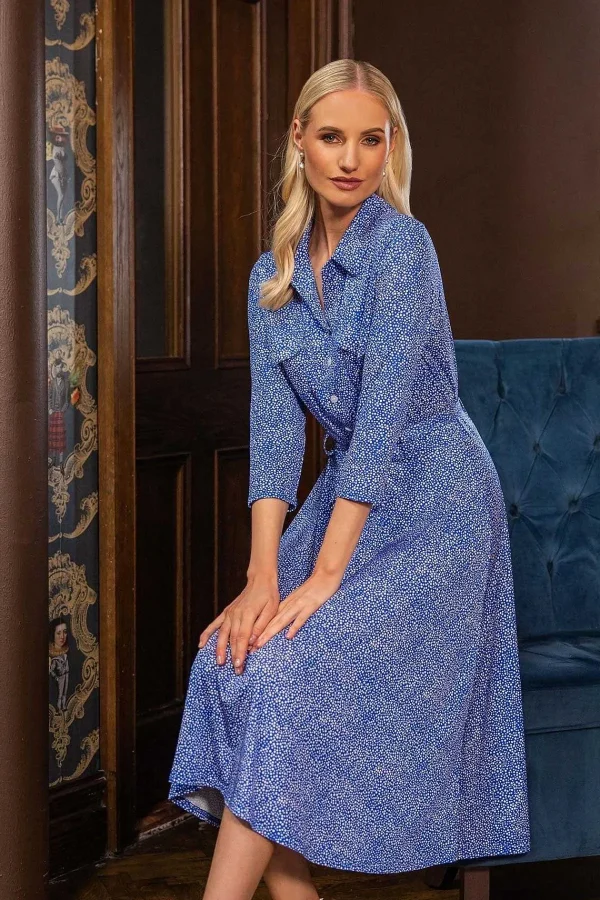 J'aime la Vie Emer Knee Length Shirt Dress In Blue Print*Women Dresses & Jumpsuits
