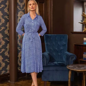 J'aime la Vie Emer Knee Length Shirt Dress In Blue Print*Women Dresses & Jumpsuits