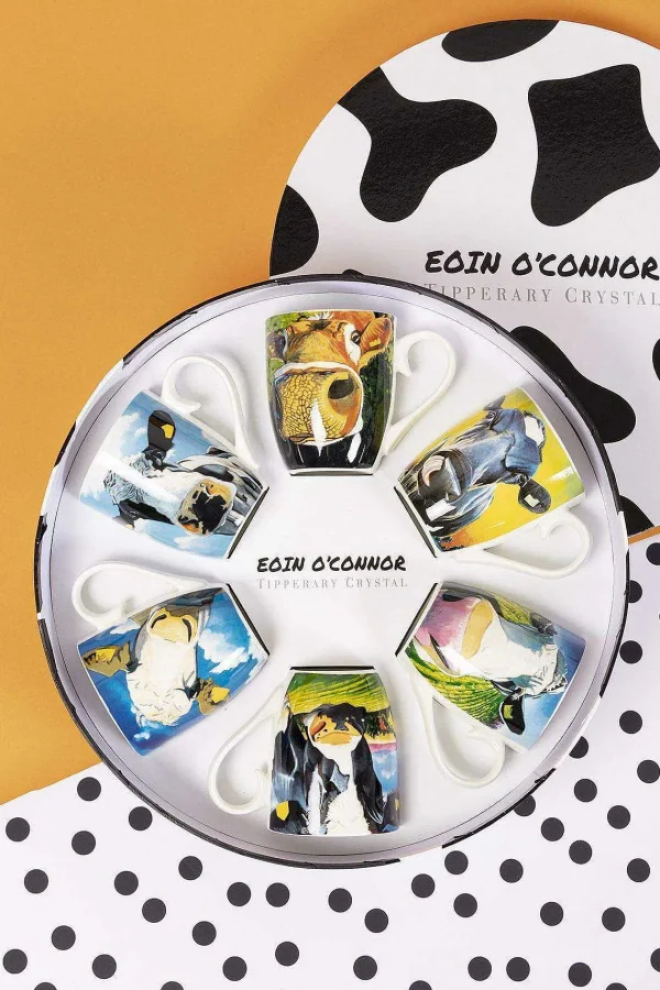 Tipperary Crystal Gift Eoin Oconnor Set Of 6 Mugs In Hatbox* Homeware