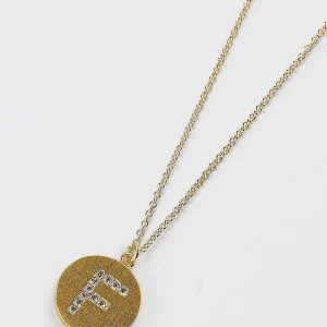 Cherish F Initial Necklace In Gold* Boxed Gifts