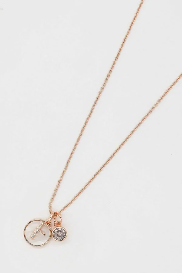 Cherish F Initial Necklace In Rose Gold* Teenager