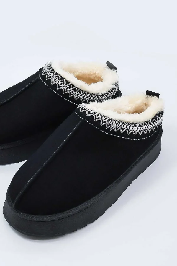 Cherish Accessories Faux Fur Cosy Slippers In Black*Women Nightwear