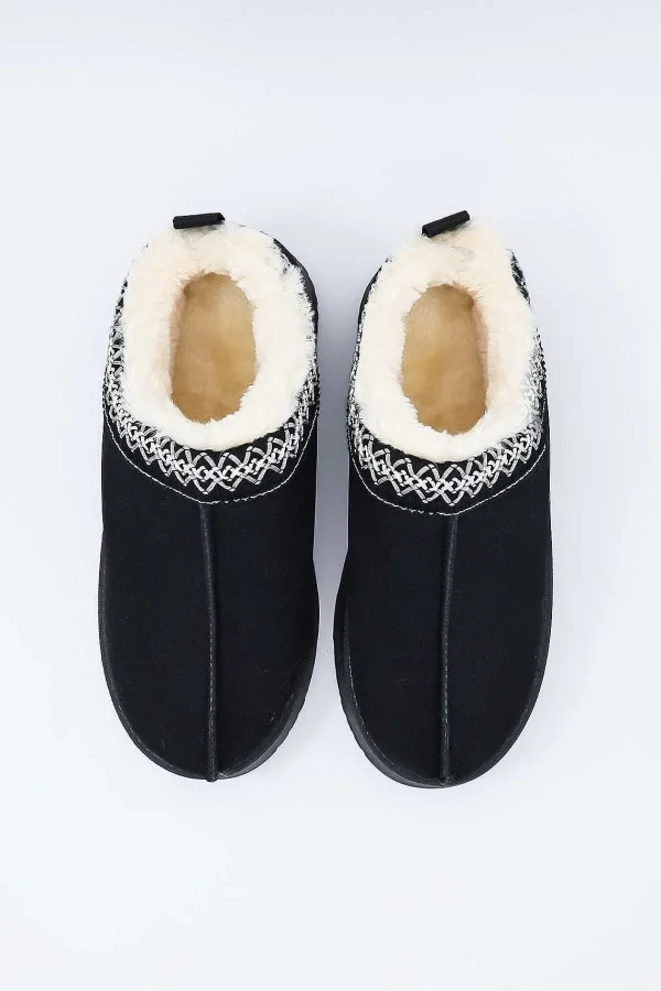 Cherish Accessories Faux Fur Cosy Slippers In Black*Women Nightwear