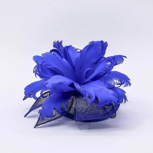 SOUL Accessories Feather And Flower Fascinator In Cobalt* Fascinators
