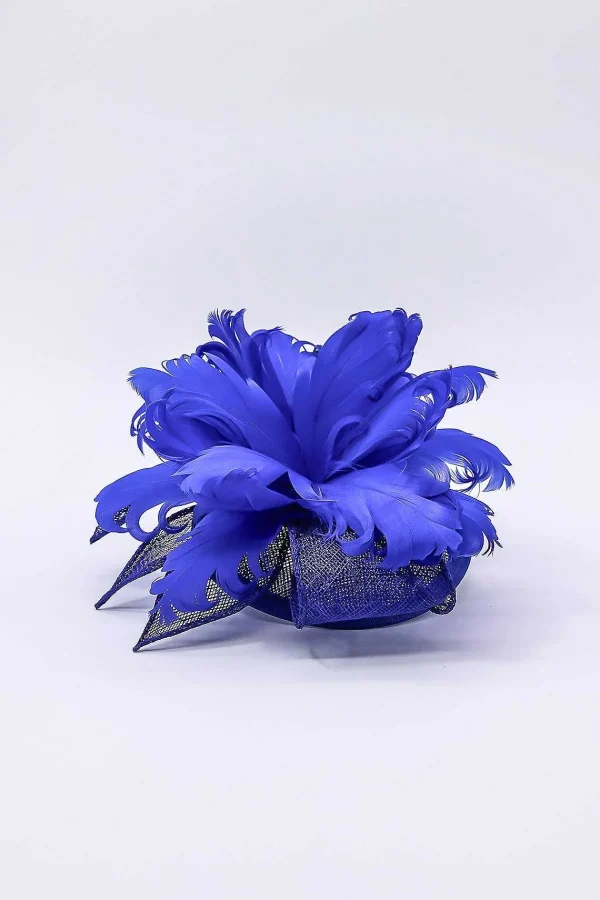 SOUL Accessories Feather And Flower Fascinator In Cobalt* Fascinators