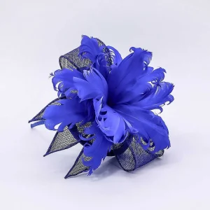SOUL Accessories Feather And Flower Fascinator In Cobalt* Fascinators
