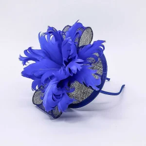 SOUL Accessories Feather And Flower Fascinator In Cobalt* Fascinators