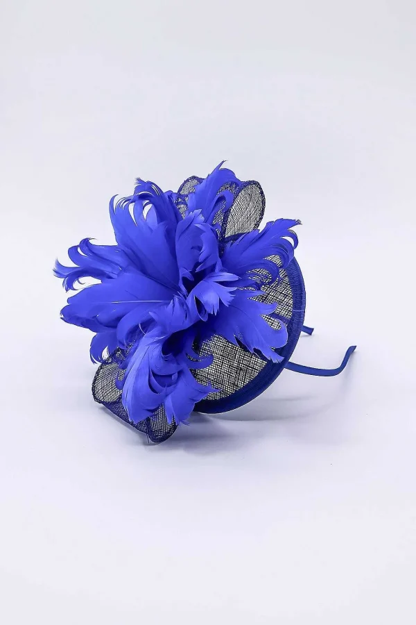 SOUL Accessories Feather And Flower Fascinator In Cobalt* Fascinators