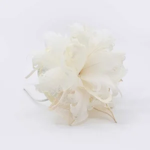 SOUL Accessories Feather And Flower Fascinator In Cream* Fascinators