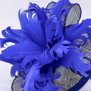 SOUL Accessories Feather And Flower Fascinator In Cobalt* Fascinators