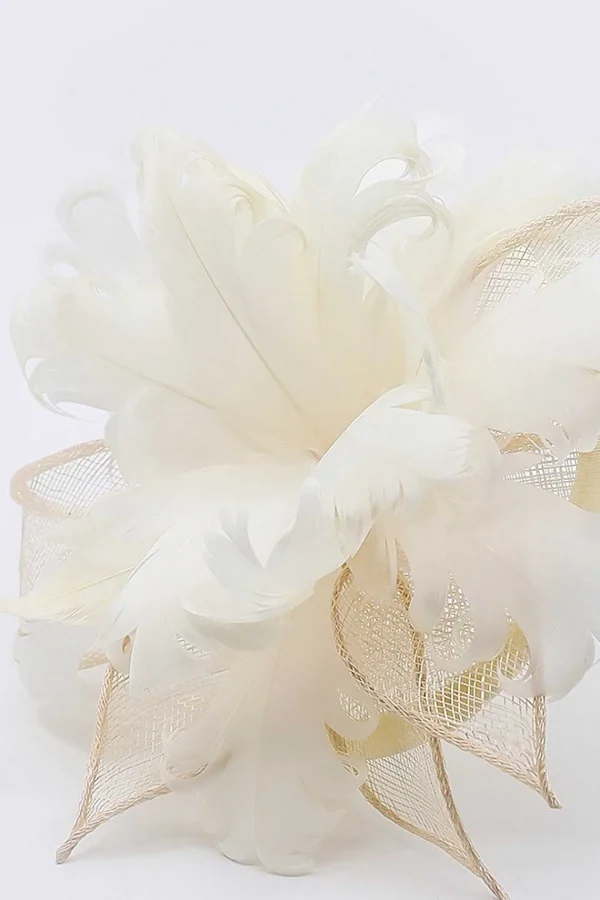 SOUL Accessories Feather And Flower Fascinator In Cream* Fascinators