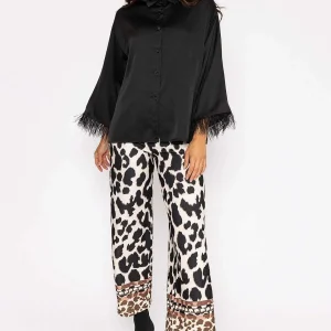 Pala D'oro Feather Cuff Shirt In Black*Women Tops & Blouses