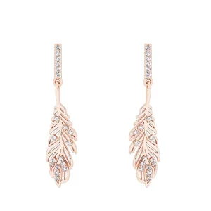 Tipperary Crystal Jewellery Feather Drop Earrings In Rose Gold* Earrings