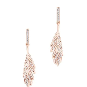 Tipperary Crystal Jewellery Feather Drop Earrings In Rose Gold* Earrings