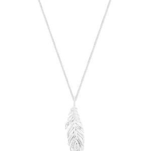 Tipperary Crystal Jewellery Feather Pendant In Silver* Necklaces