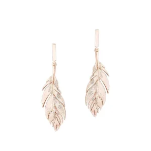 Tipperary Crystal Jewellery Feather Simple Drop Earrings In Rose Gold* Earrings