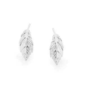 Tipperary Crystal Jewellery Feather Stud Earrings In Silver* Earrings