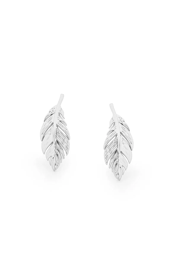 Tipperary Crystal Jewellery Feather Stud Earrings In Silver* Earrings