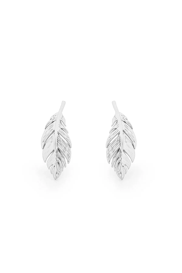 Tipperary Crystal Jewellery Feather Stud Earrings In Silver* Earrings