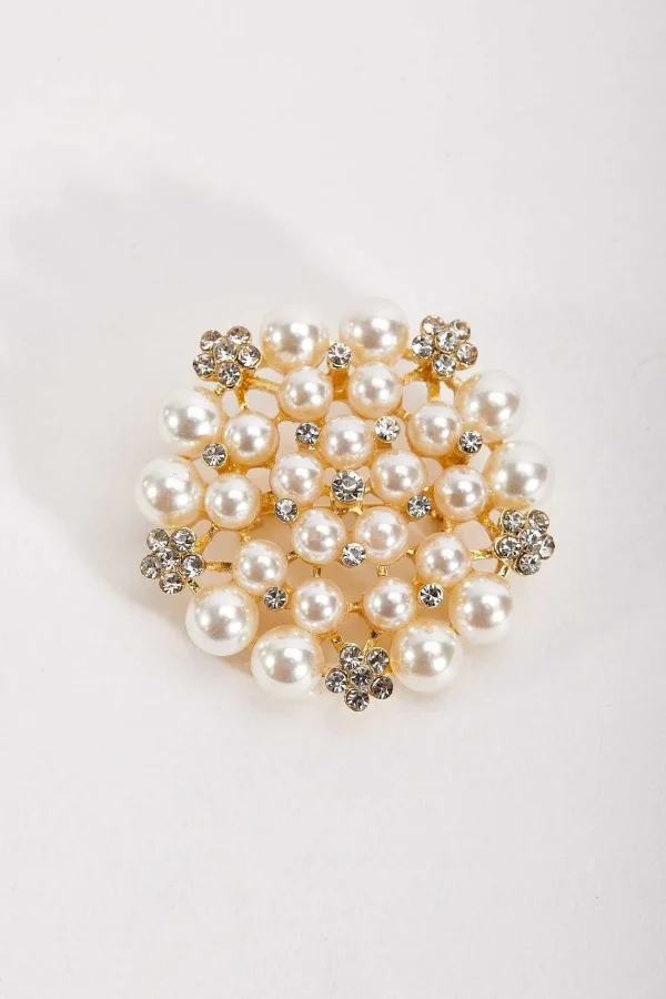 Joularie Flower Diamante Pearl Brooch* Boxed Gifts