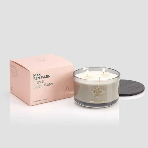Max Benjamin French Linen 3 Wick Luxury Candle* Homeware