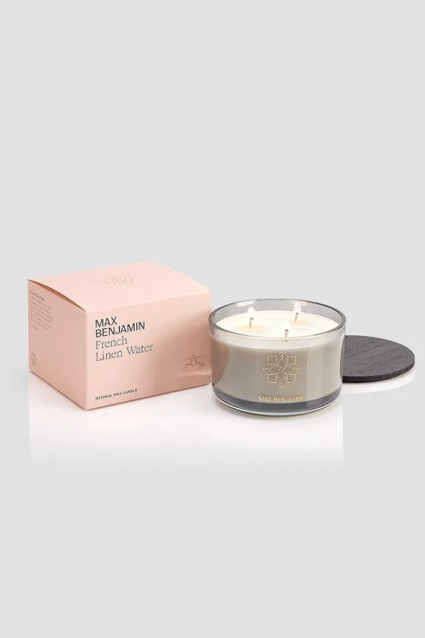 Max Benjamin French Linen 3 Wick Luxury Candle* Homeware