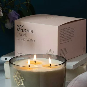 Max Benjamin French Linen 3 Wick Luxury Candle* Homeware