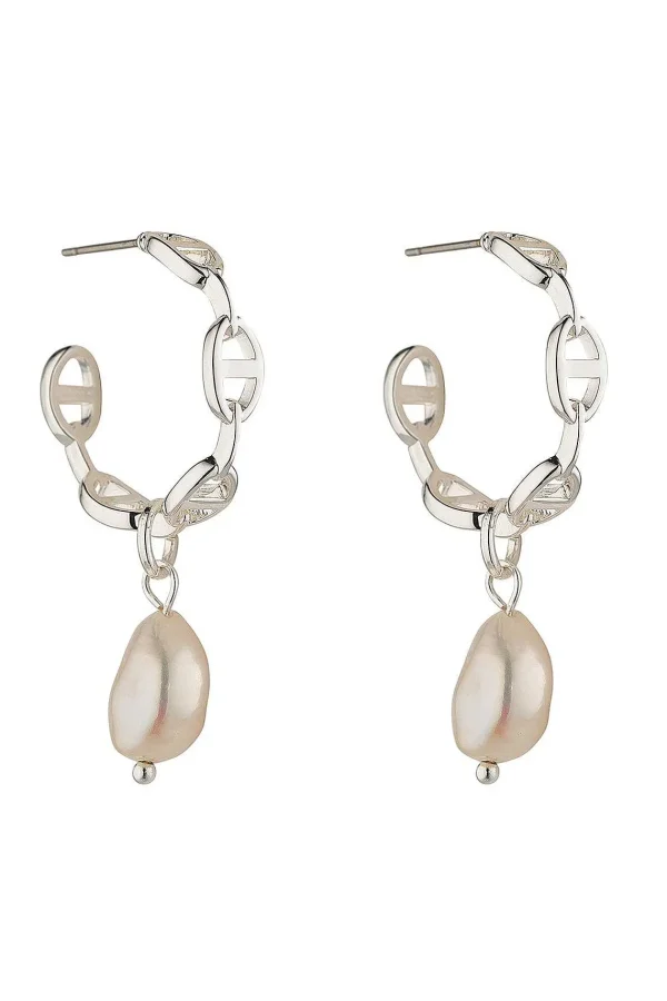 Knight & Day Freshwater Pearl Hoops, Silver* Jewellery