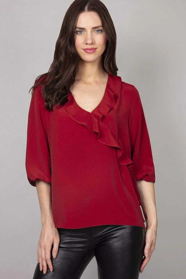 Rowen Avenue Frill Blouse In Burgundy*Women Tops & Blouses